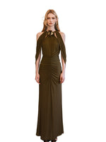 Deva High-Slit Halter Backless  Dress