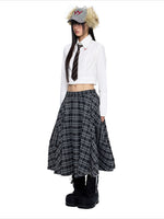 Plaid Gathered Midi Skirt