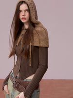 Ribbed Button Waist Knit T-shirt