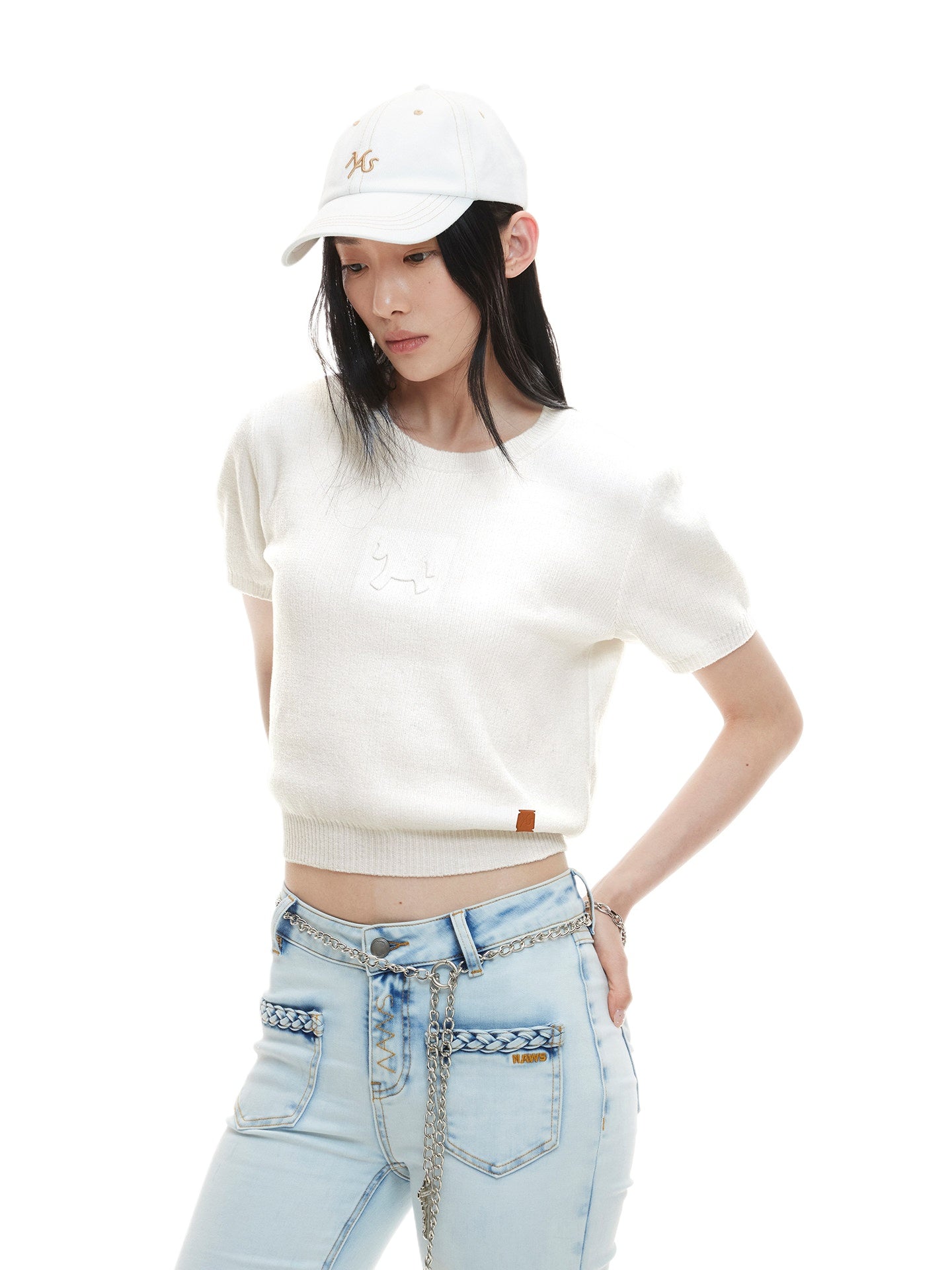 Pony Knit Cropped Tee