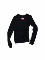 Ruched Crewneck Long-Sleeve Blouse