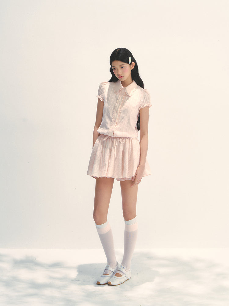 Pink Shirt-style Waist - cinched Dress