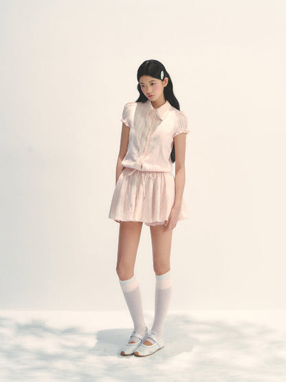 Pink Shirt-style Waist - cinched Dress