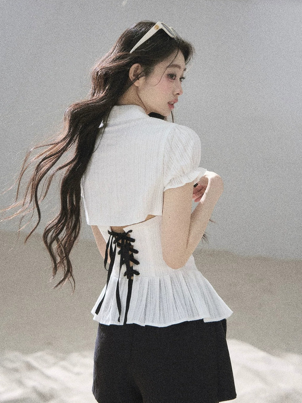 Puff Sleeve V-neck Shirt