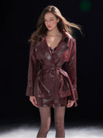 Vintage Oversized Waist-Cinching Leather Jacket