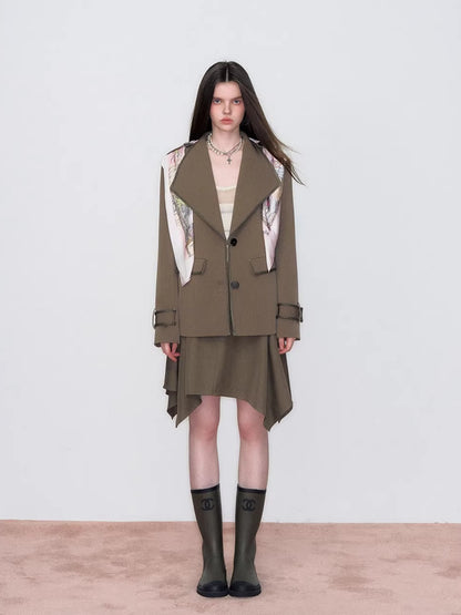 Contrast Tape Lapel Blazer