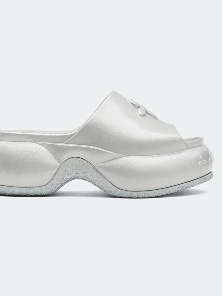 COMPASS WAVE Platform Bumper Sandals In Silver