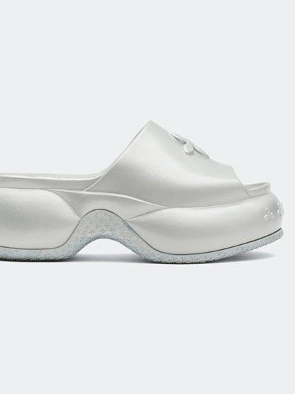 COMPASS WAVE Platform Bumper Sandals In Silver