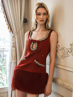 Sable Satin Straight Cut Eco-Fur Dress