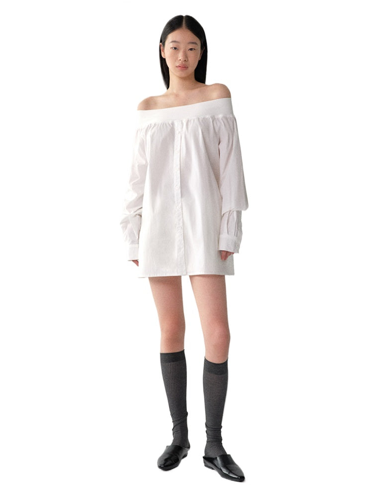 One-Shoulder Mid-Length Shirt Dress