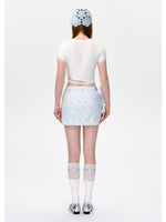 Lace Slim Fit Round-Neck Short T-Shirt