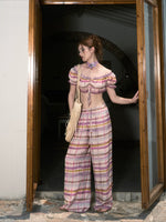 Star Plaid Bandeau Pants Set