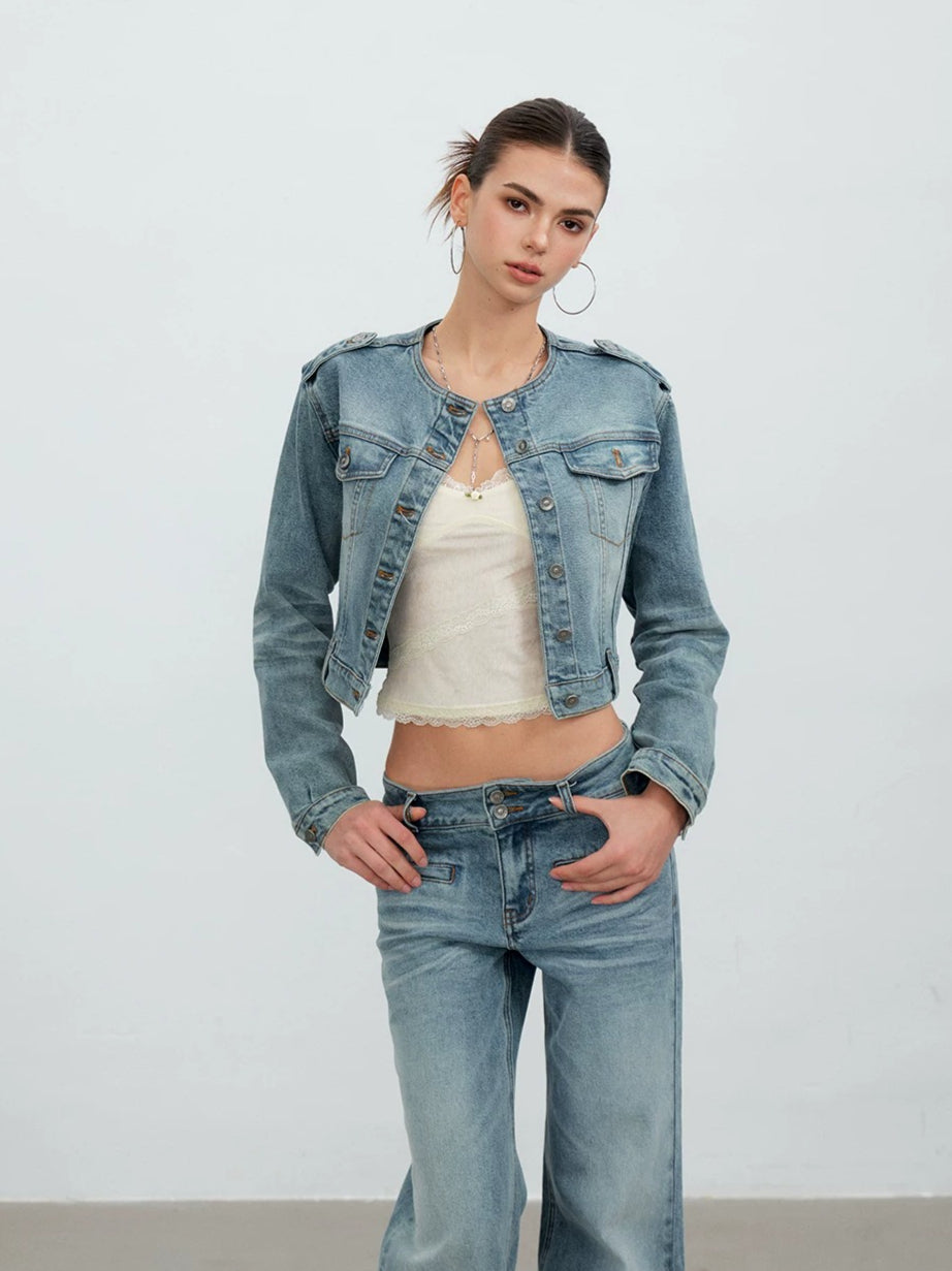 Double Button Flare Jeans