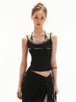 Layered Embroidered Letter Cami Top