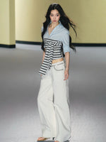 Striped Tie Spliced Shirt