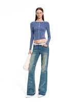 "Savanna Series" Plains Washed Denim Straight-Leg Jeans