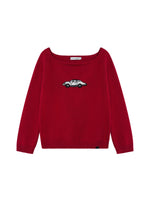 Car Motif Off Shoulder Sweater