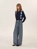 Vintage Argyle Knit Cardigan Set