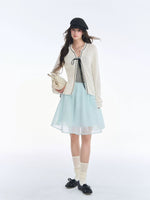 French Bow Trim Knit Cardigan