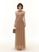Braided Waist Strapless Maxi Dress