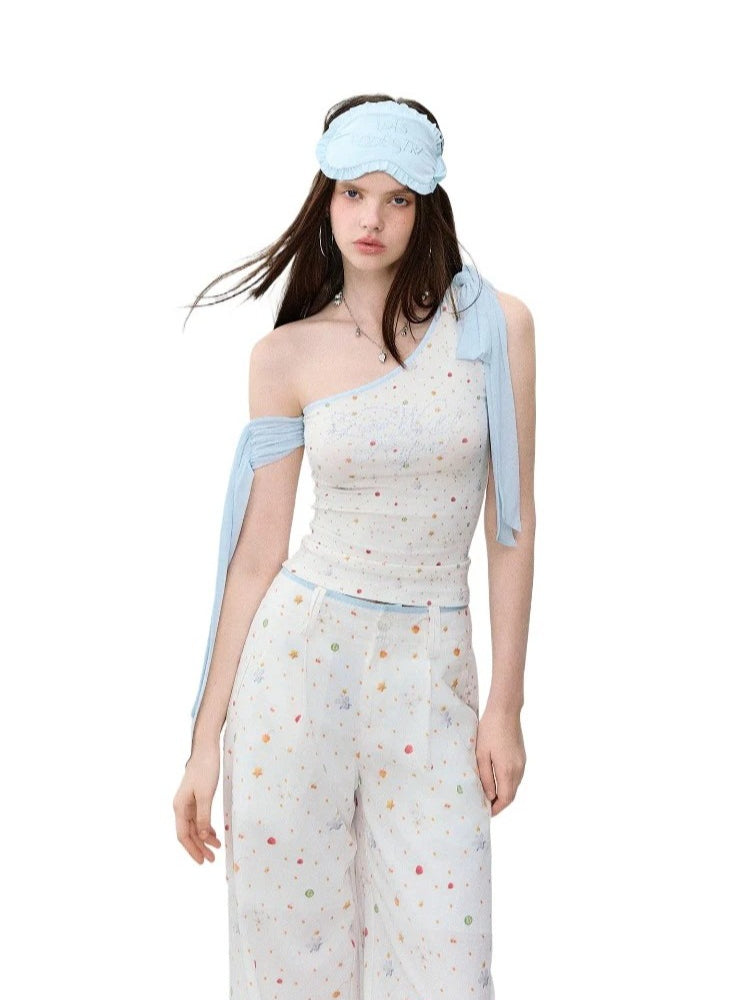 Printed One-Shoulder Top
