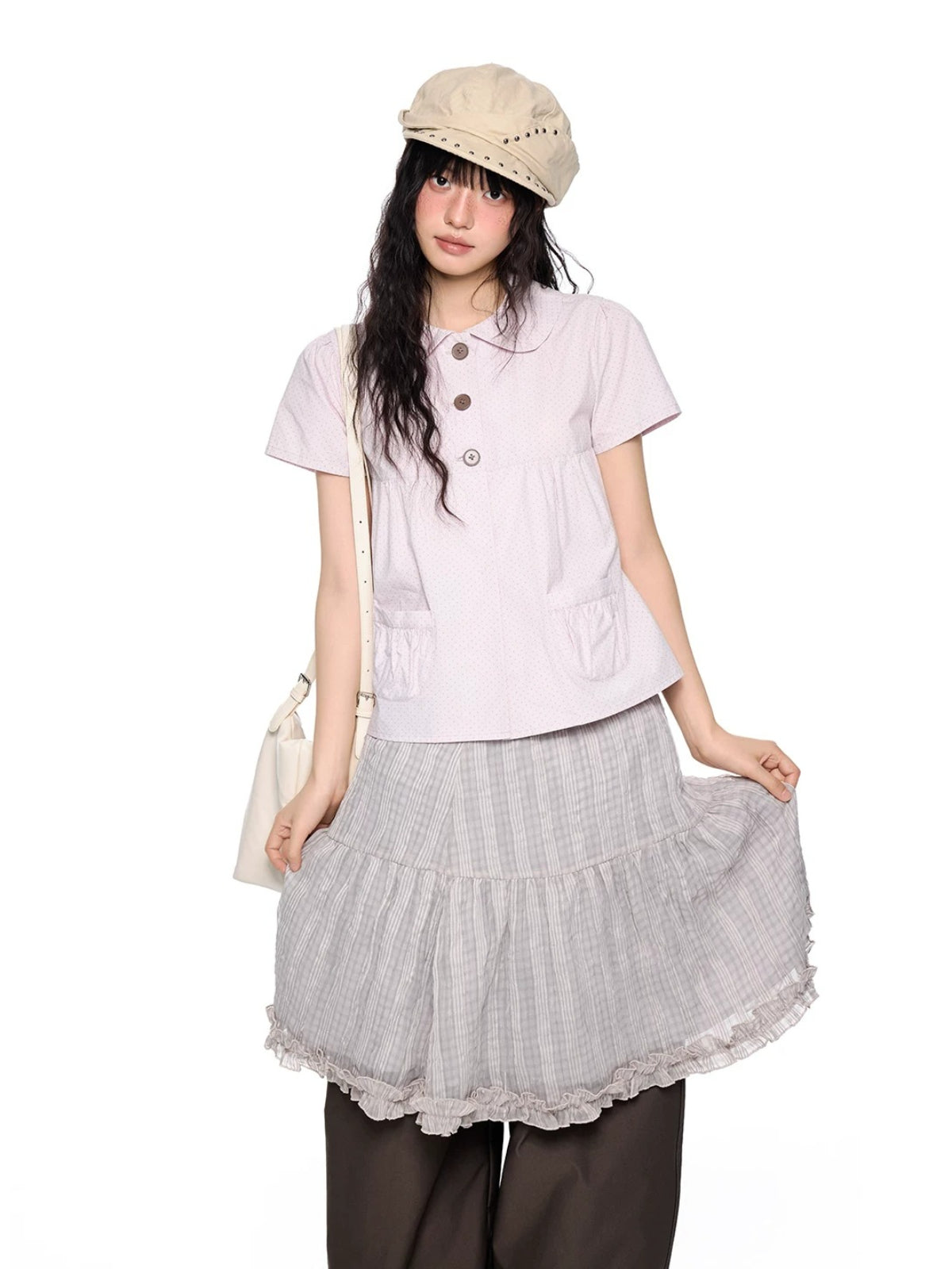 Polka Dot Doll Collar Shirt