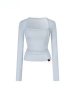 One-Shoulder Strapless Long-Sleeve Blouse