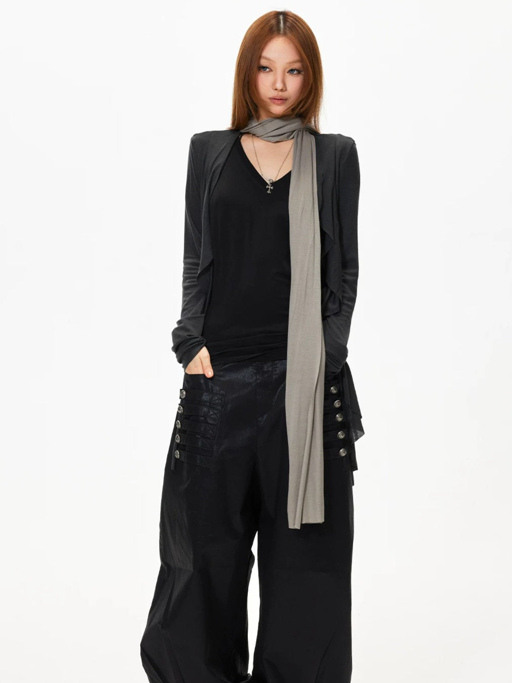 Button Wide Leg Pants