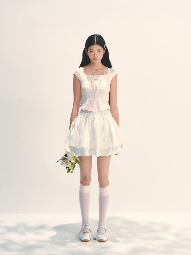 Lace Trim Short Sleeve T-shirt