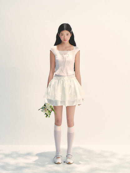 Lace Trim Short Sleeve T-shirt