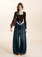 Contrast Knit V-neck Cardigan