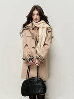 Plaid Hooded Wool Duffle Coat