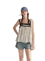 Lace Trim Striped Cami