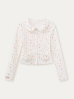 Floral Collar Cardigan & Shorts Set