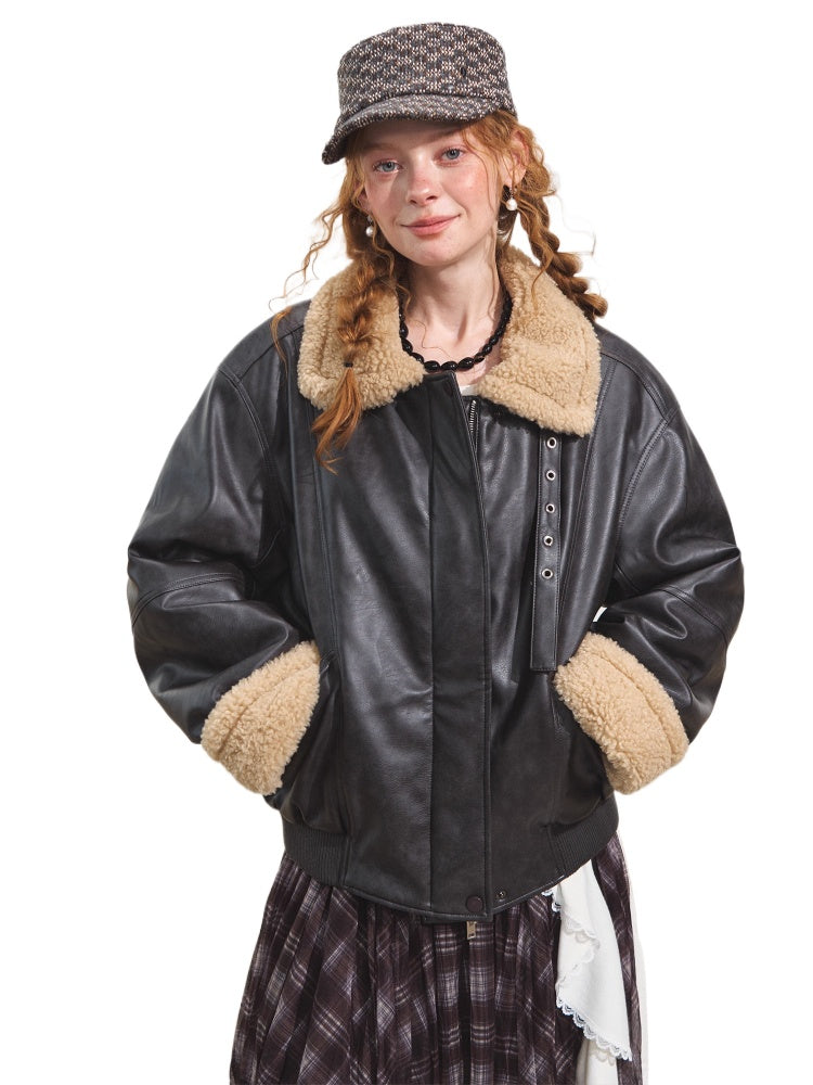 Black Shearling Moto Jacket