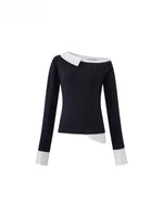 Layered Cable Knit Button Top