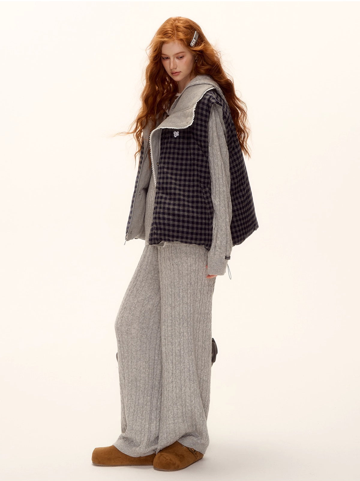 Reversible Check Lace Vest