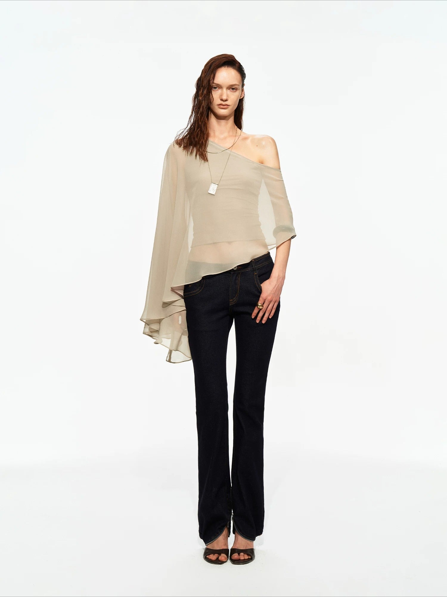 Zip Hem Straight Jeans