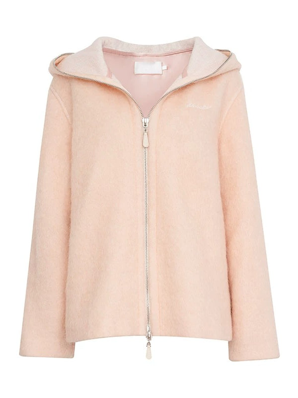 Peach Hooded Zip Coat