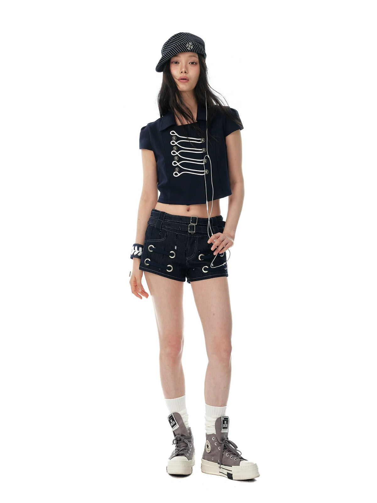 Double Breasted Cropped Polo Shirt