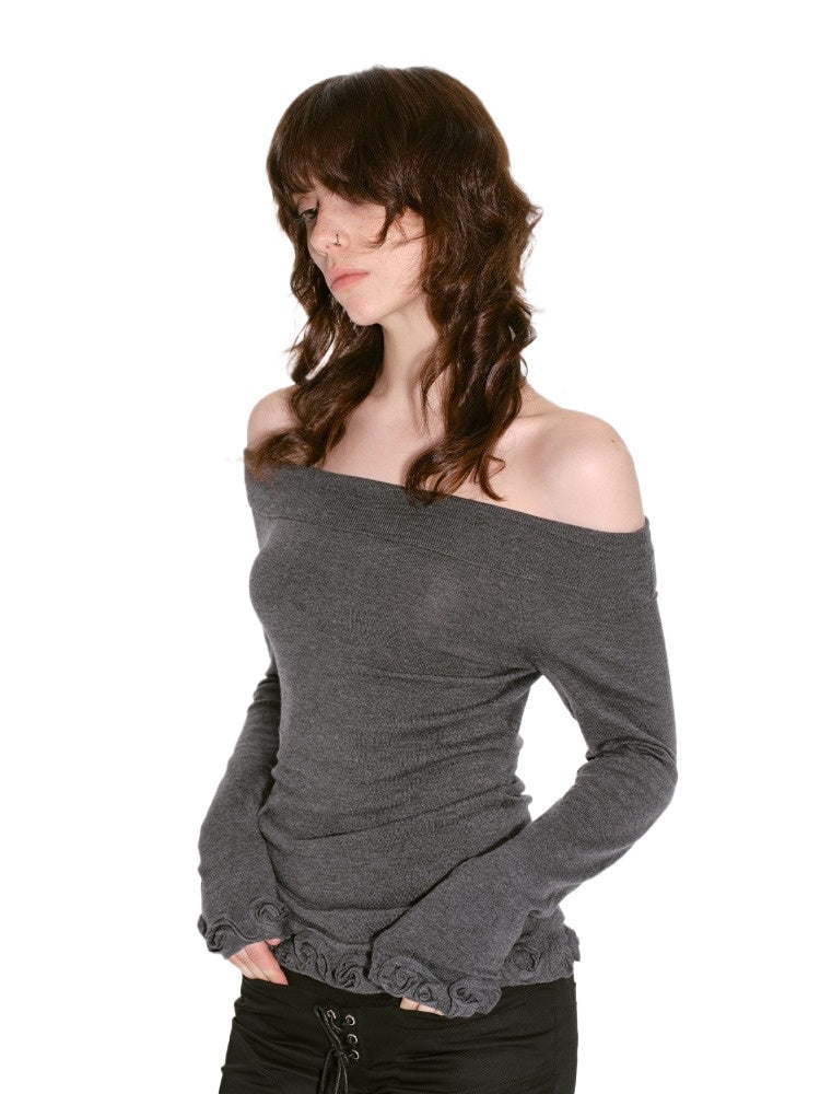 High-End Wool Off-shoulder Knit