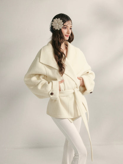 Wool Short Wrap Coat