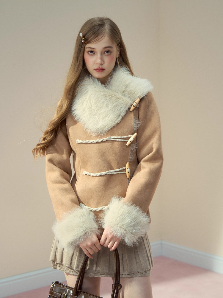 Faux-Suede Toggle Duffle Coat