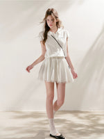 Lace-Paneled Collared Shirt Dress