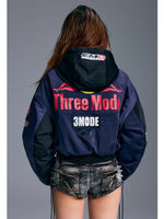 American Printed Hooded Short Jacket