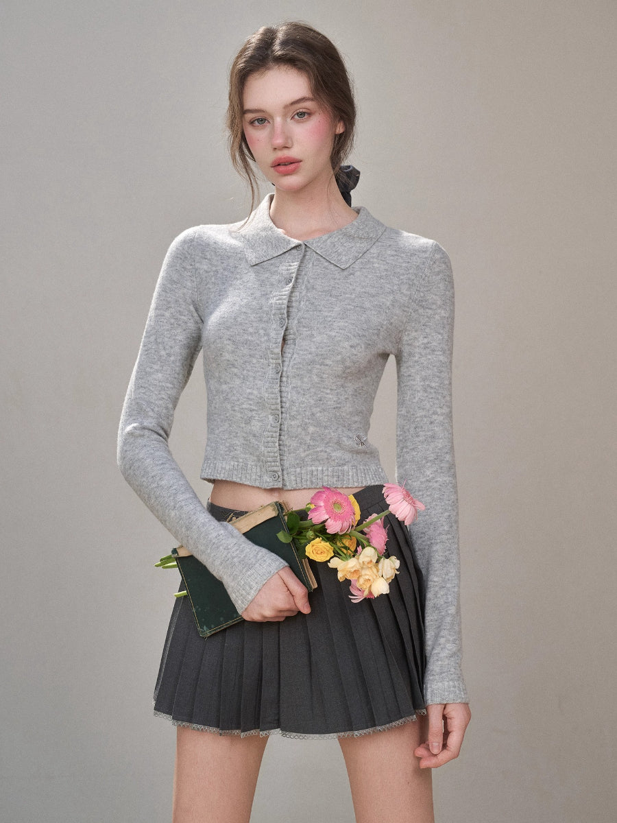 Mist-Grey Pleated Skirt