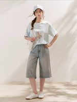 Rhinestone Cropped Wide-Leg Jeans