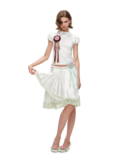 Rose Bow Puff Sleeve T-Shirt