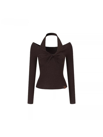 Off-Shoulder Wool Knit Top
