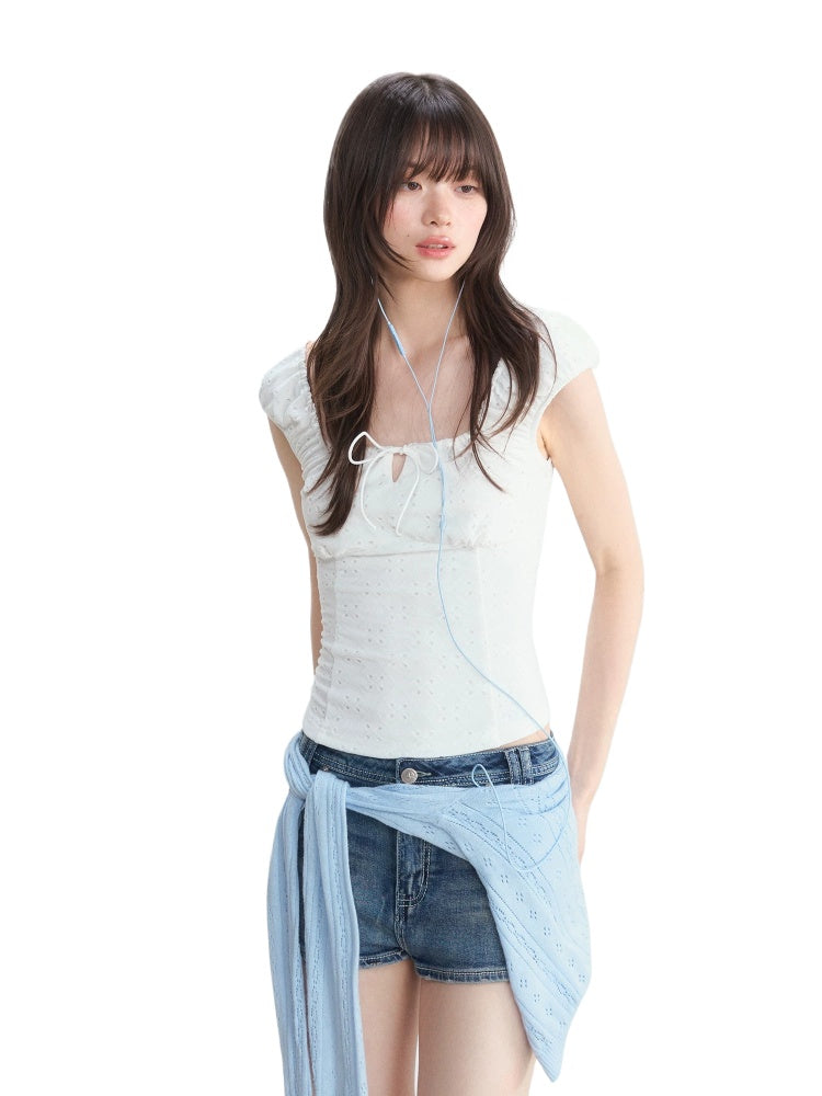 Square Neck Jacquard Top